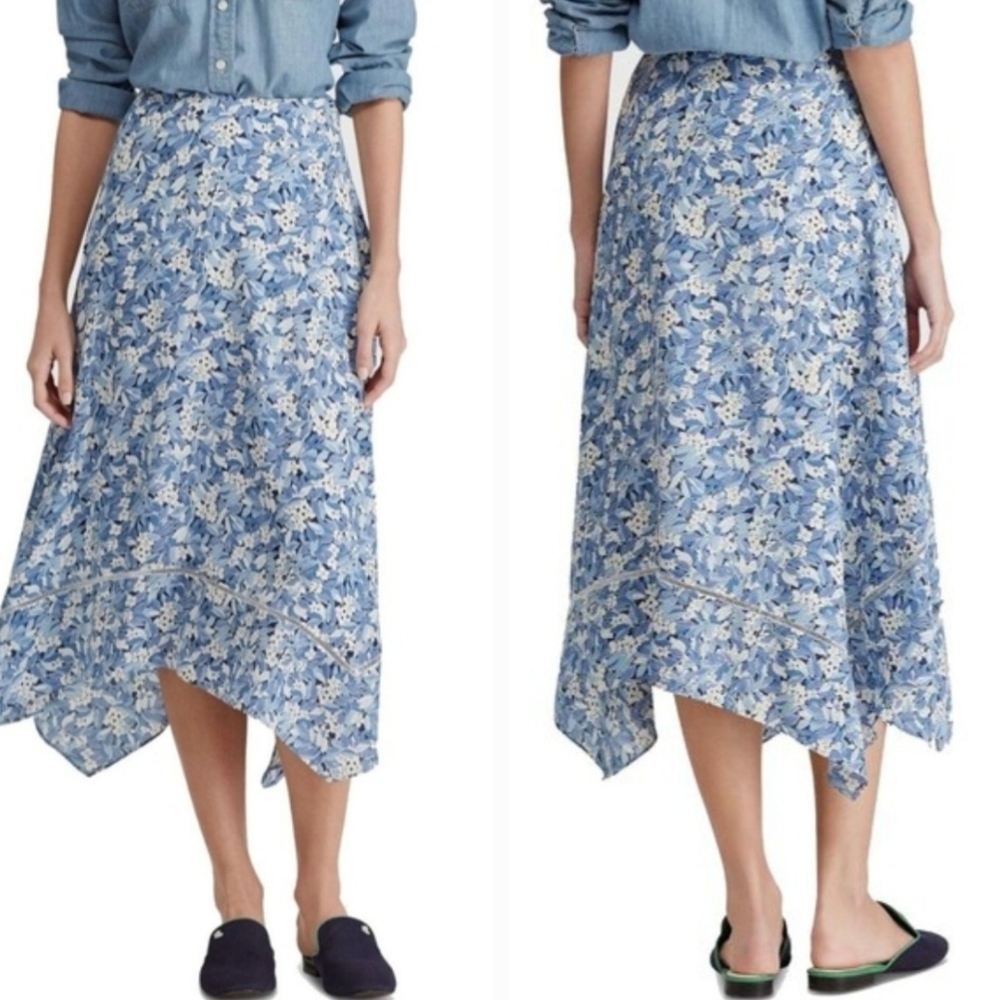 Lauren Ralph Lauren Floral Chiffon Midi Skirt Size 10 - Picture 11 of 11